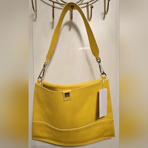 RARE BOSS HUGO BOSS Runway Edition Yellow Leather Shoulder Bag Made in Italy NWD